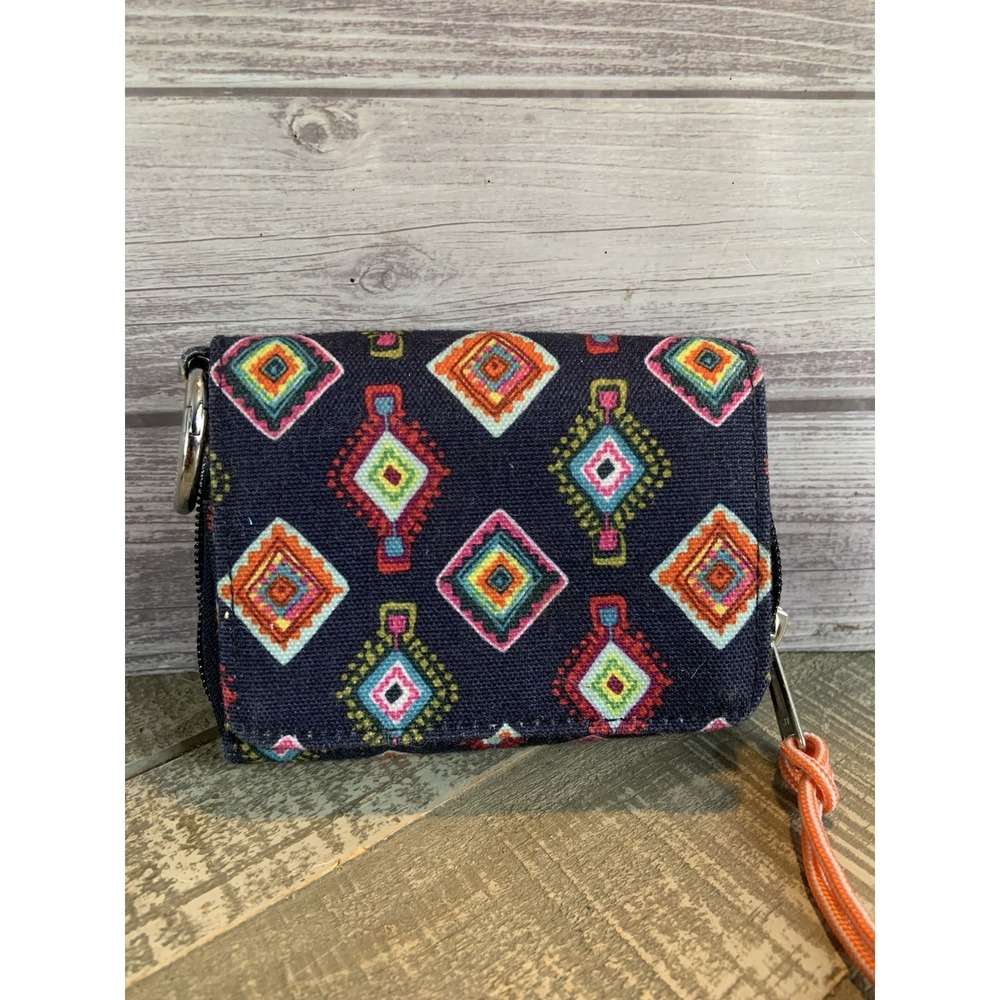 Vera‎ Bradley Provencal Euro Wallet Blue Orange Red Snap ID Wallet Coin